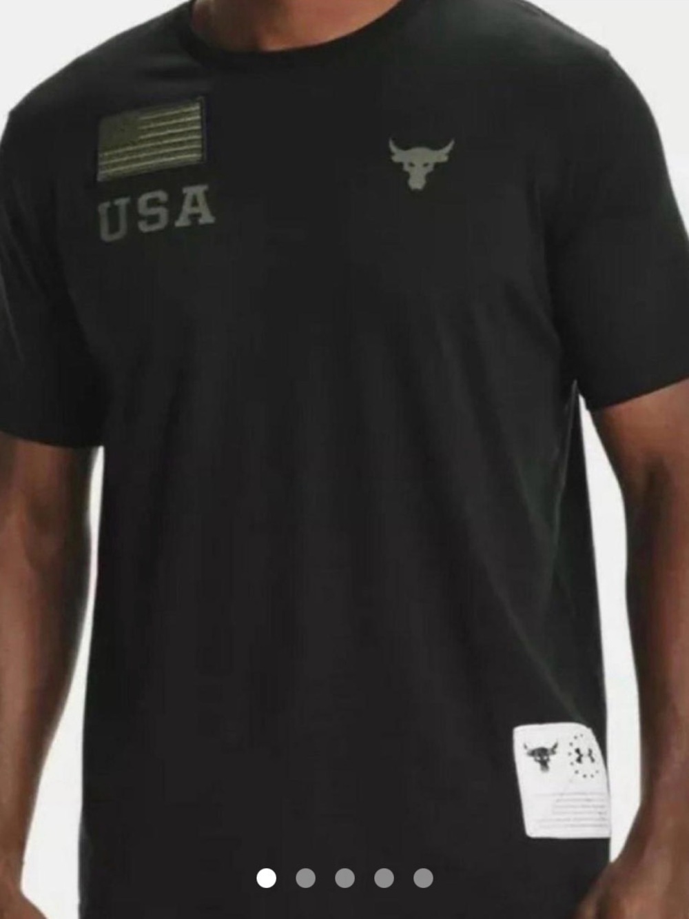 Under Armour Shirt Mens XL Black Project Rock USA Flag HeatGear Tee Graphic